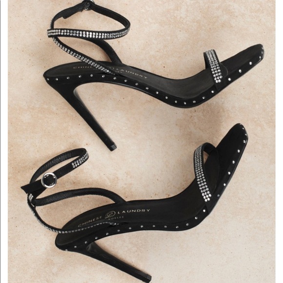 Dazzle Suede Rhinestone Ankle Strap Square Sandal - Picture 3 of 6